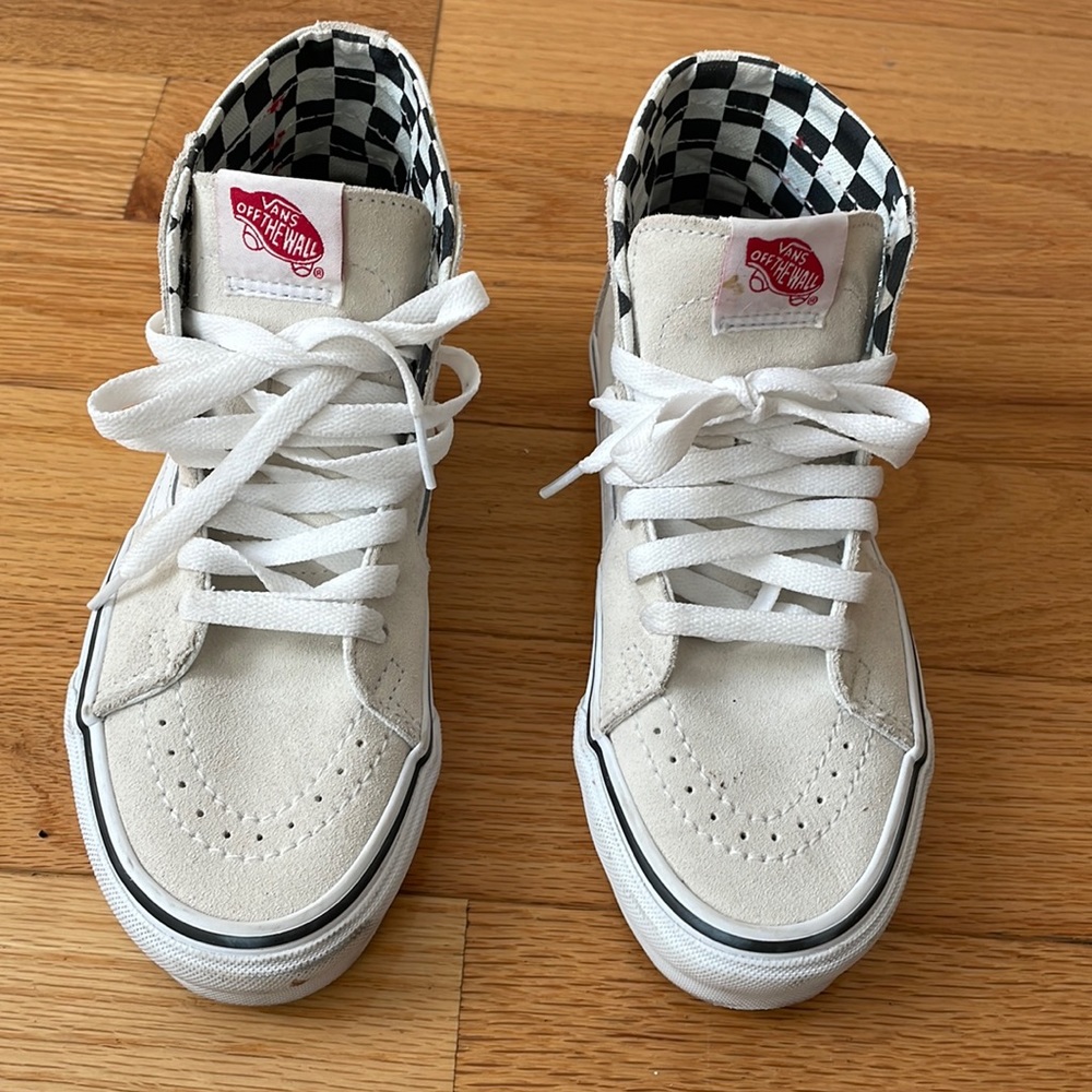 Vans off white suede hi top sneakers